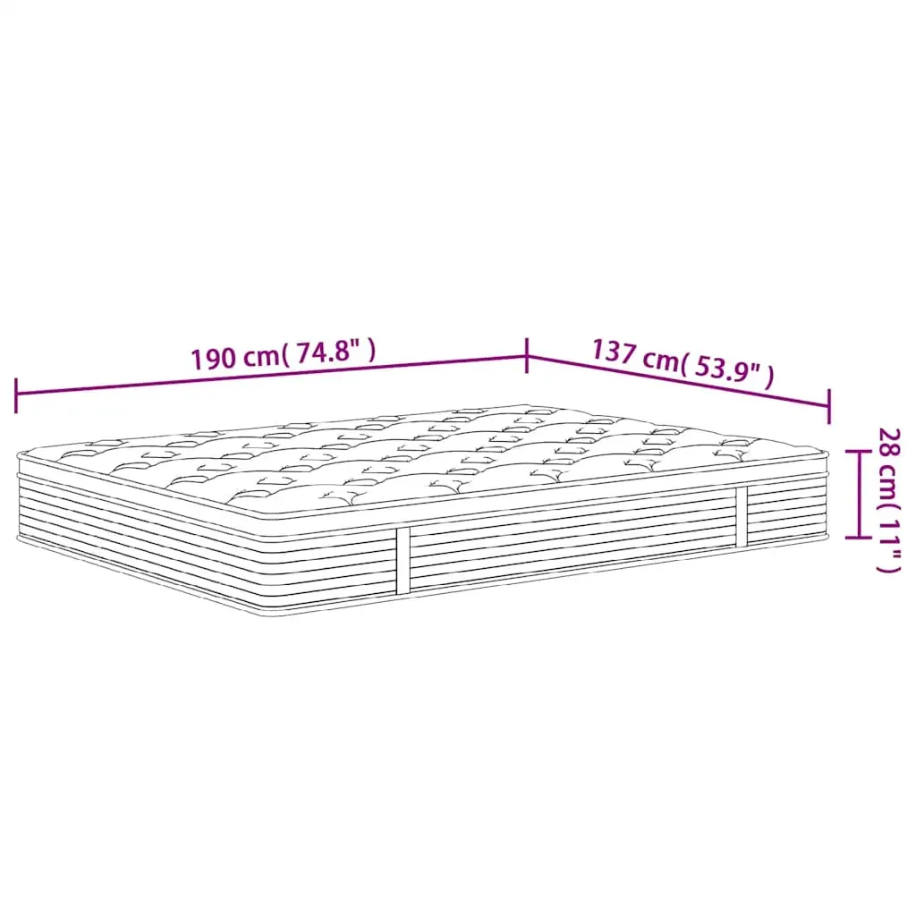 Pocket Spring Mattress Medium 137x190 cm Double Size Price