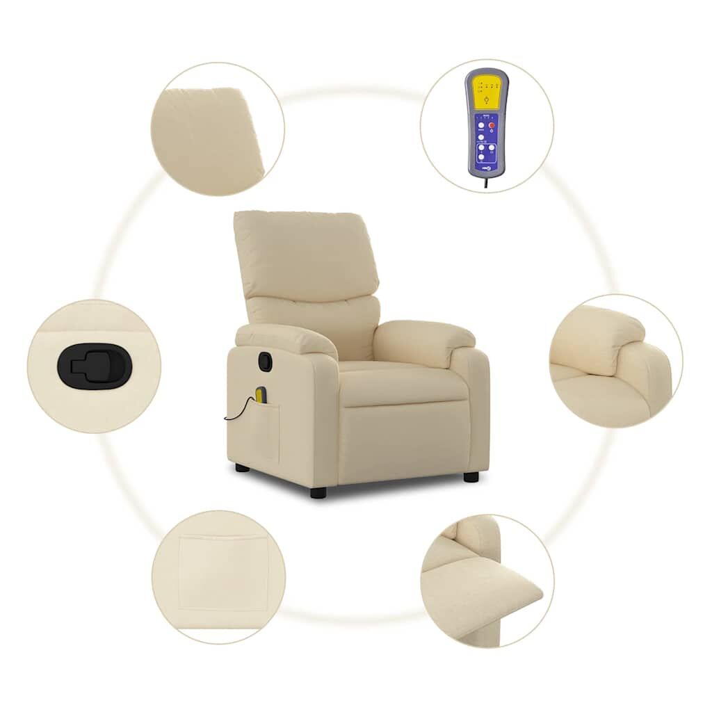 Massage Recliner Chair Cream Fabric Price