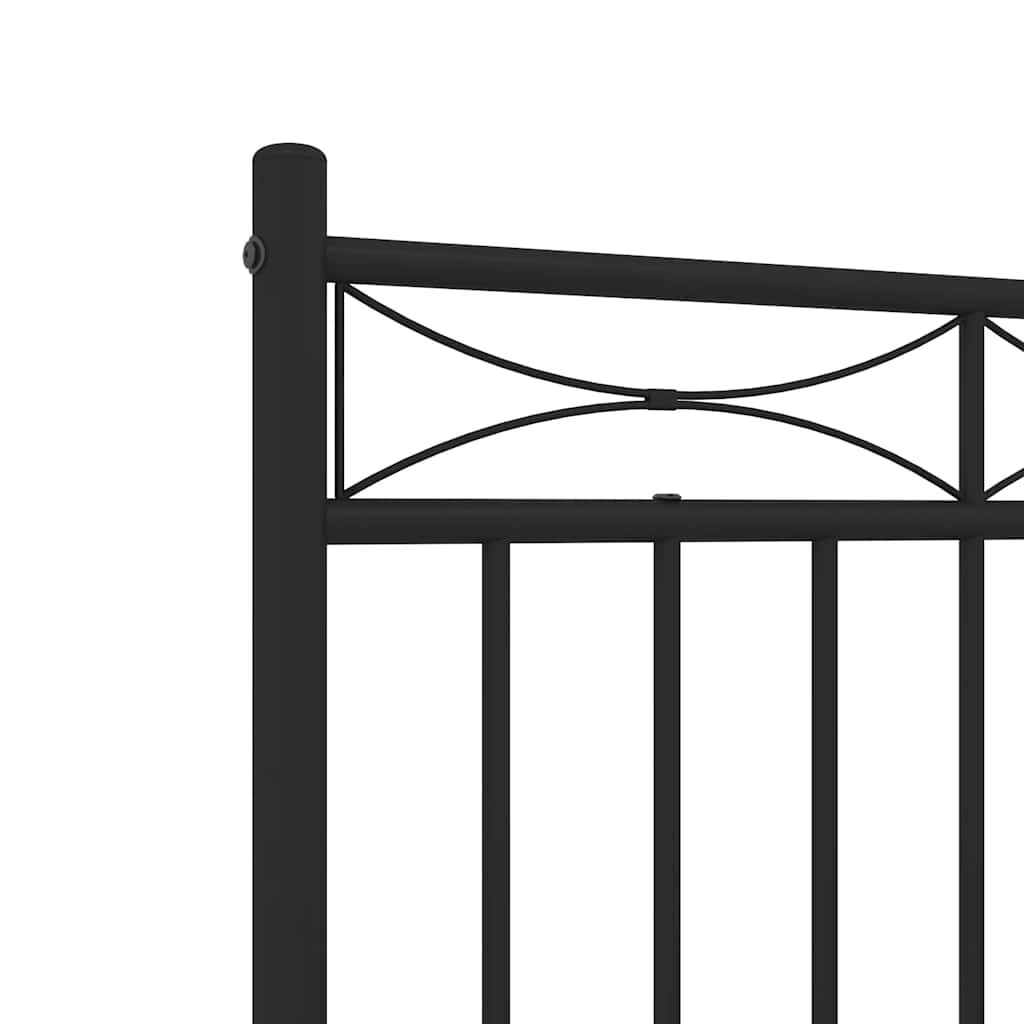 Metal Bed Frame without Mattress with Footboard Black 135x190 cm Price