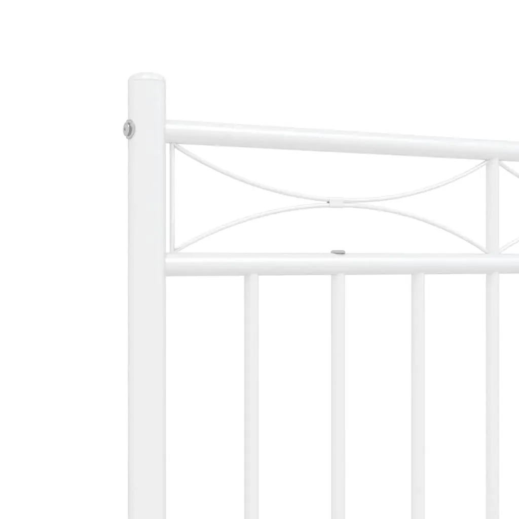 Metal Bed Frame without Mattress with Headboard White 135x190 cm Price