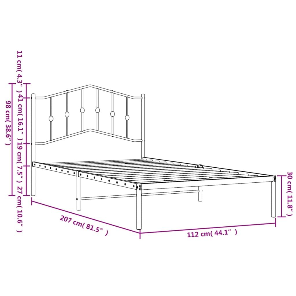 Metal Bed Frame without Mattress with Headboard Black 107x203 cm King Single Price