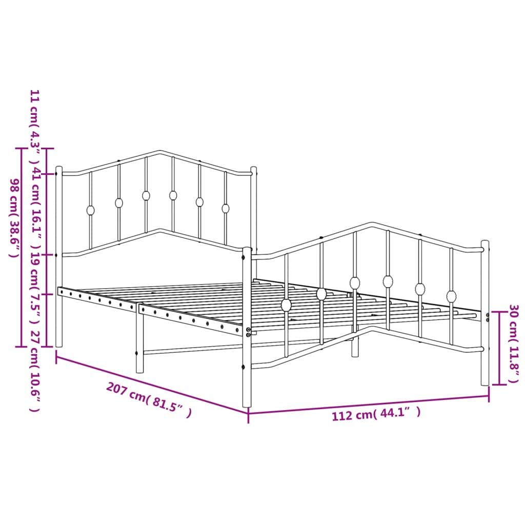 Metal Bed Frame without Mattress with Footboard Black 107x203 cm King Single Price