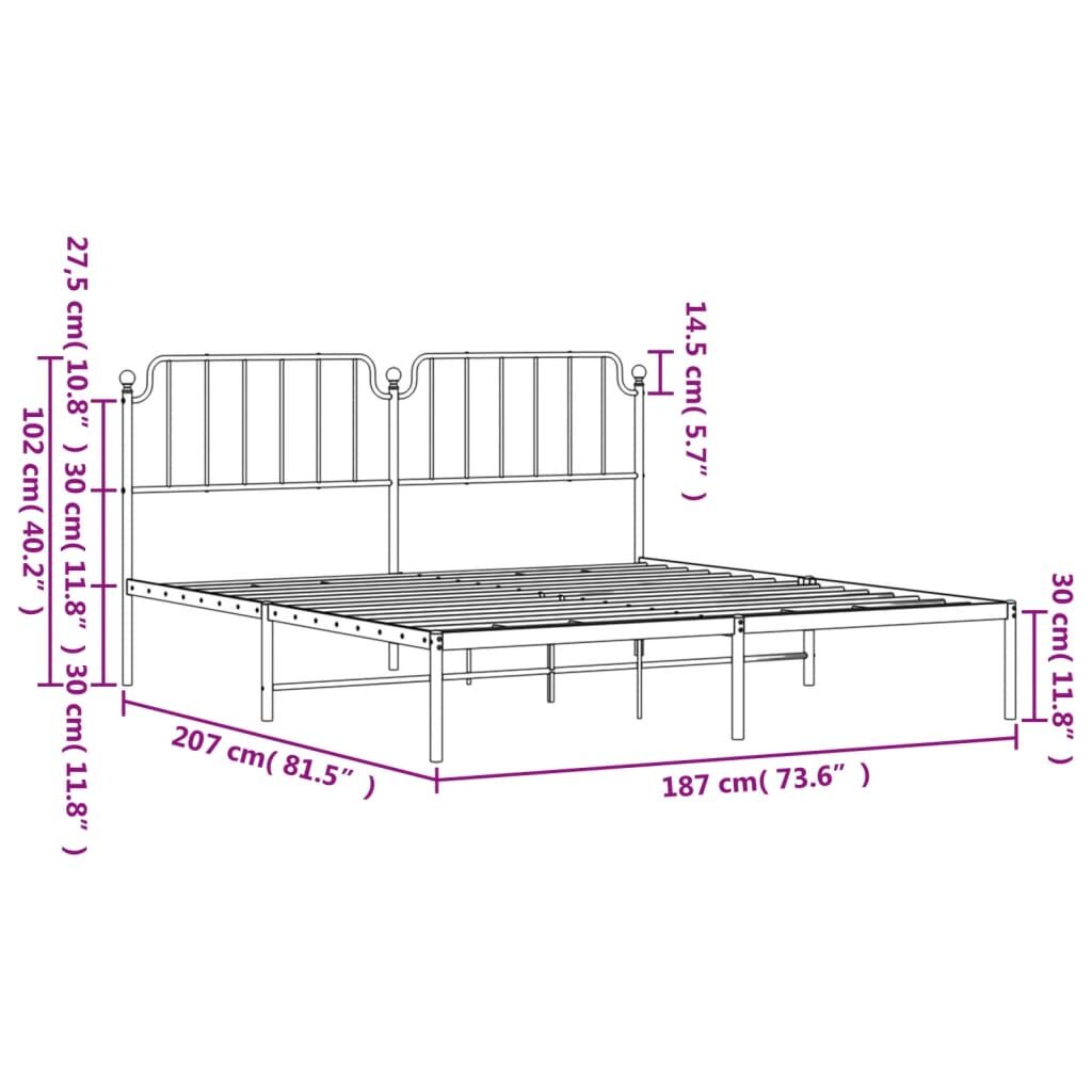 Metal Bed Frame without Mattress with Headboard Black 183x203 cm King Price