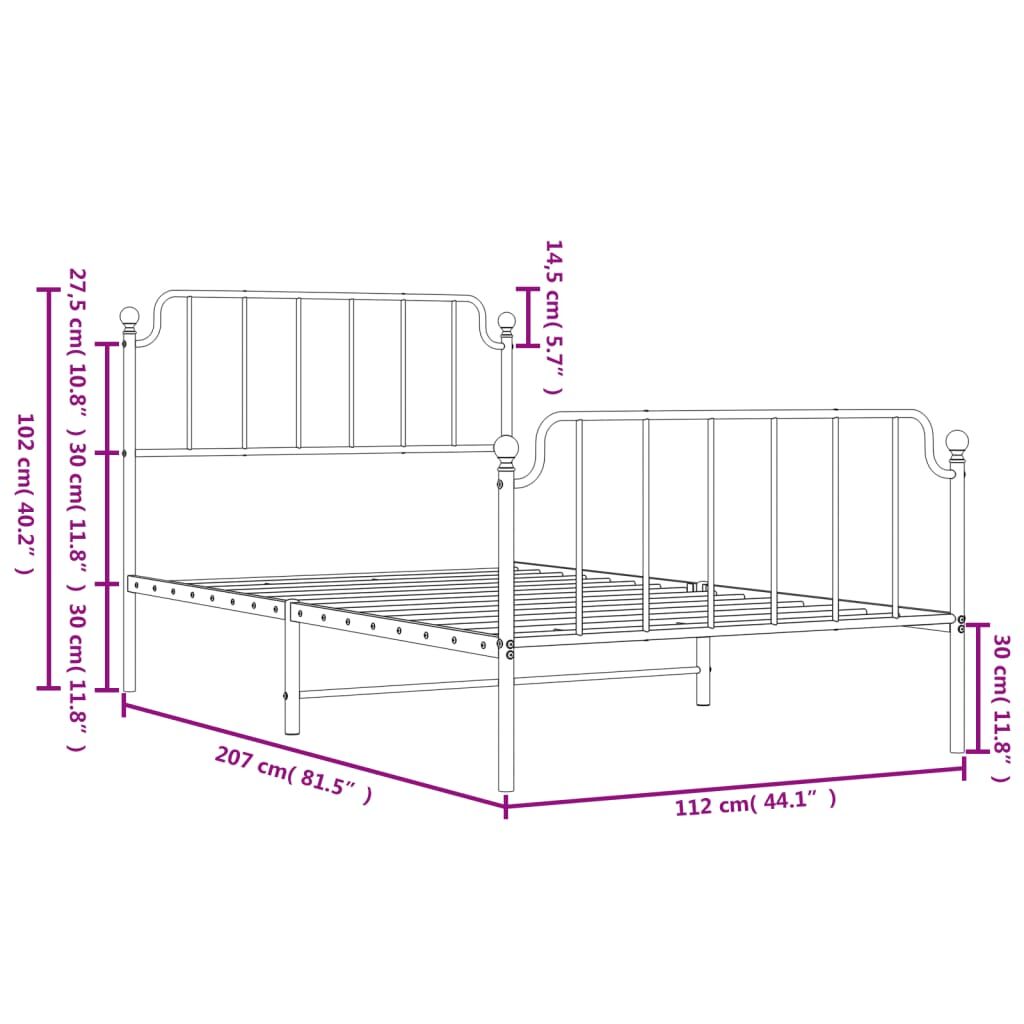 Metal Bed Frame without Mattress with Footboard Black 107x203 cm King Single Price