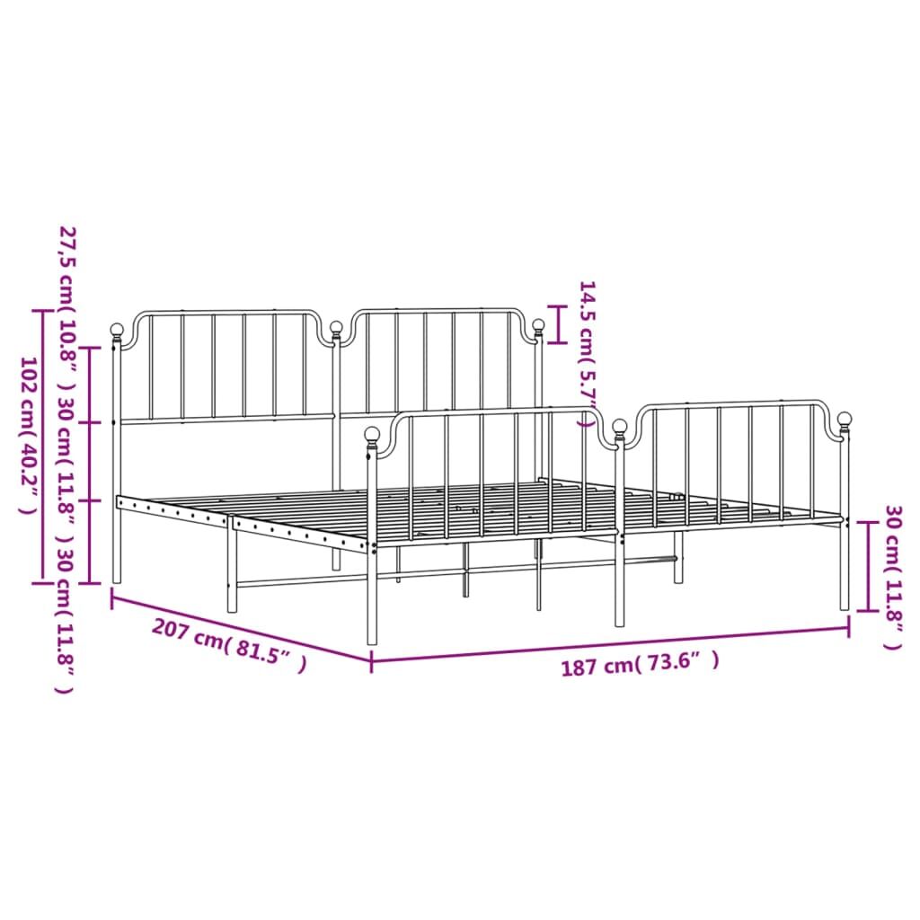 Metal Bed Frame without Mattress with Footboard White 183x203 cm King Price