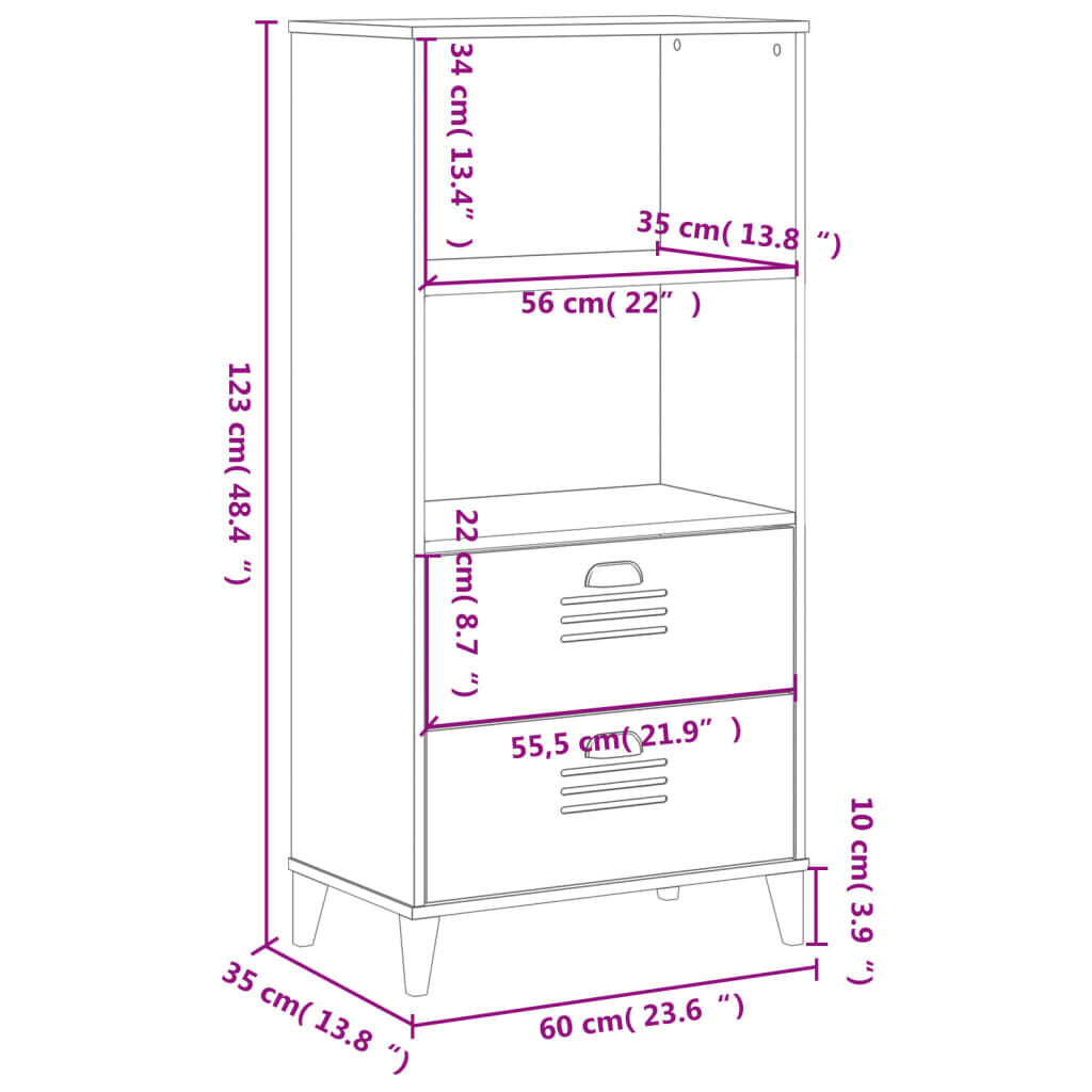 Bookcase VIKEN White 60x35x123 cm Engineered Wood Price