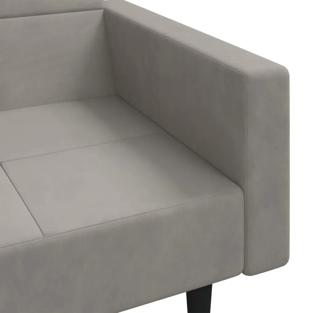 2-Seater Sofa Bed with Two Pillows Light Grey Velvet Price