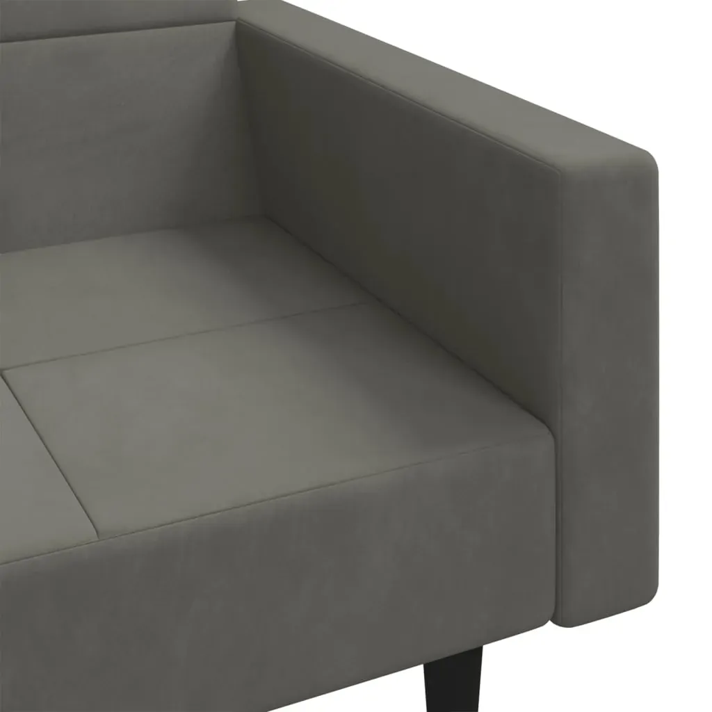 2-Seater Sofa Bed with Two Pillows Dark Grey Velvet Price