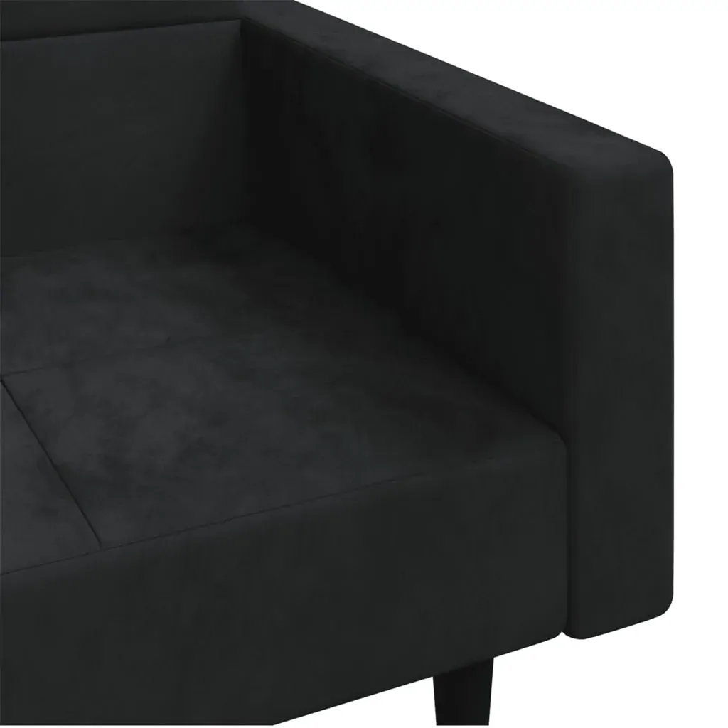 2-Seater Sofa Bed with Two Pillows Black Velvet Price
