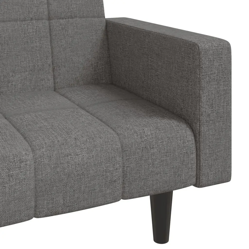 2-Seater Sofa Bed with Two Pillows Light Grey Fabric Price
