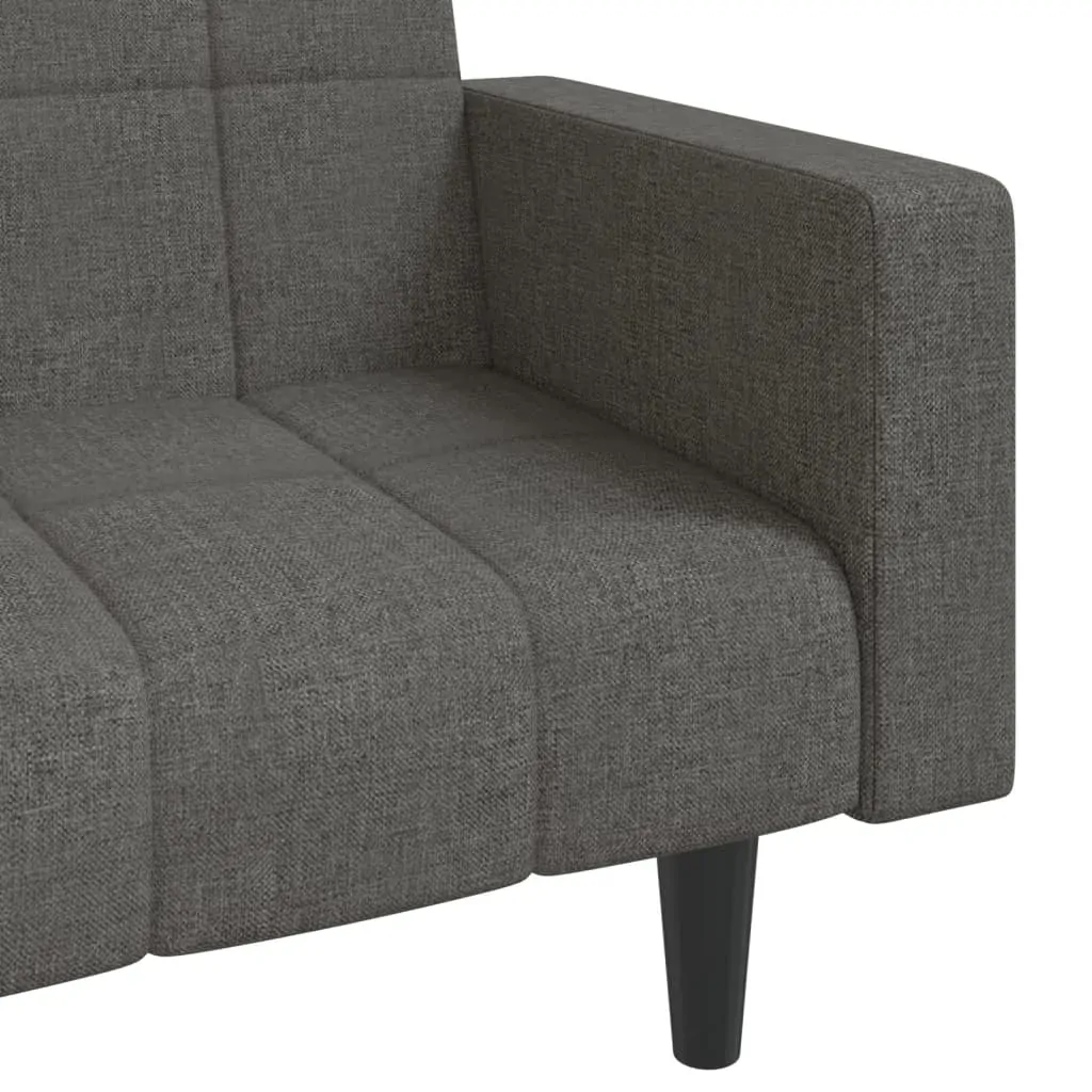 2-Seater Sofa Bed with Two Pillows Dark Grey Fabric Price