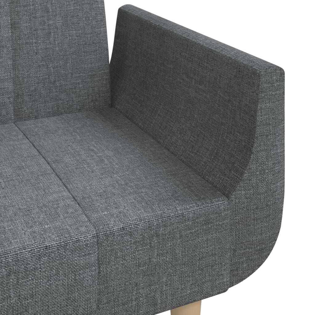 2-Seater Sofa Bed with Two Pillows Light Grey Fabric Price