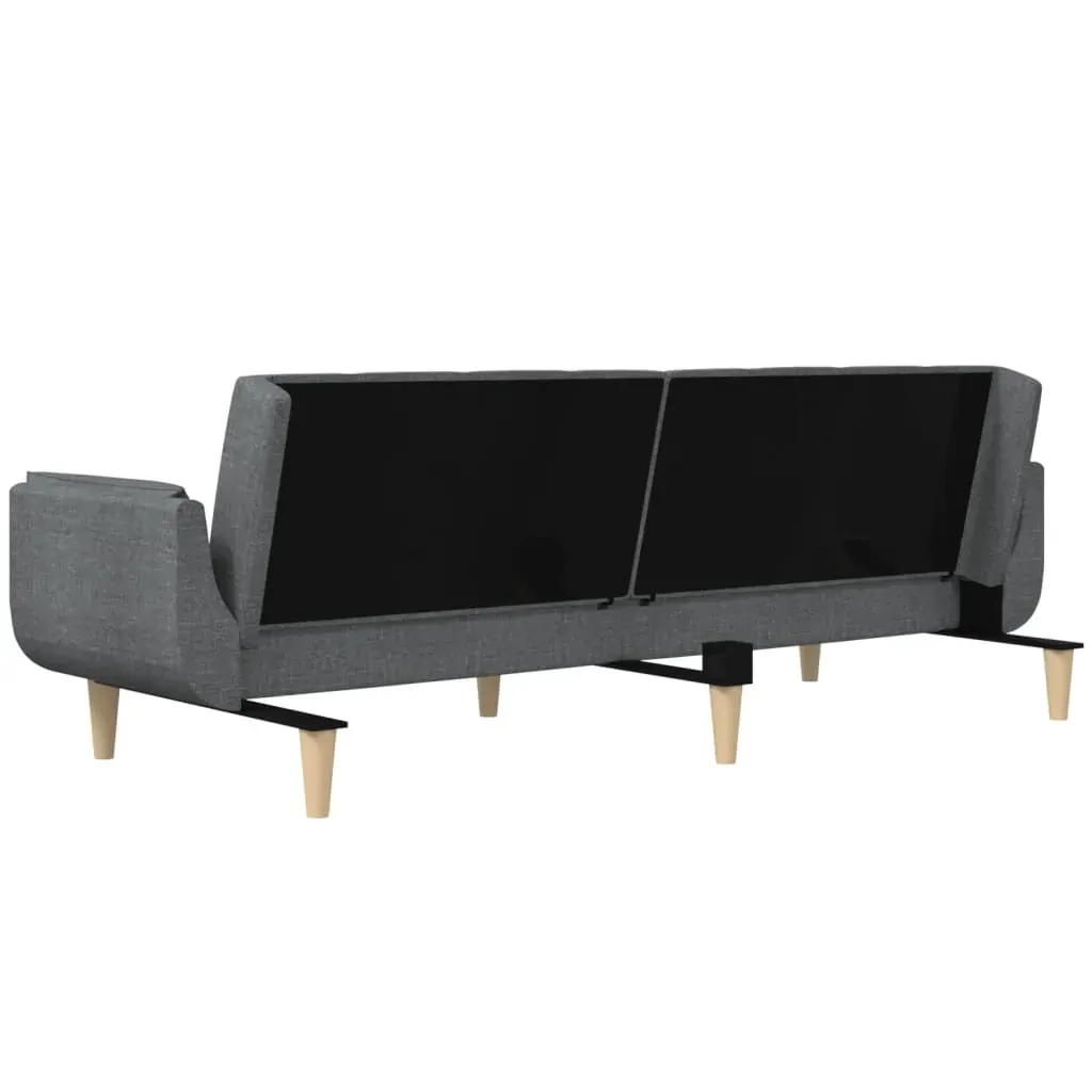 2-Seater Sofa Bed with Two Pillows Light Grey Fabric Price