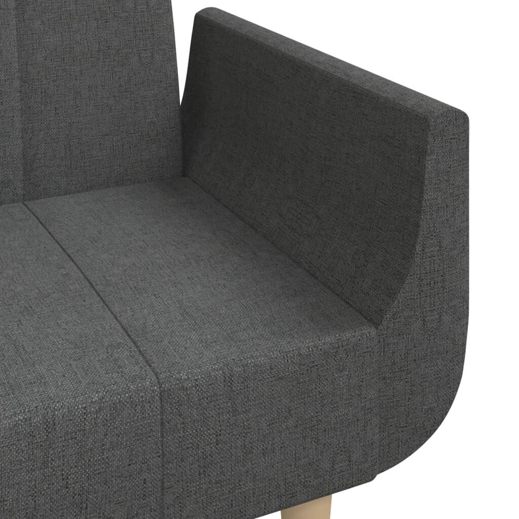 2-Seater Sofa Bed with Two Pillows Dark Grey Fabric Price