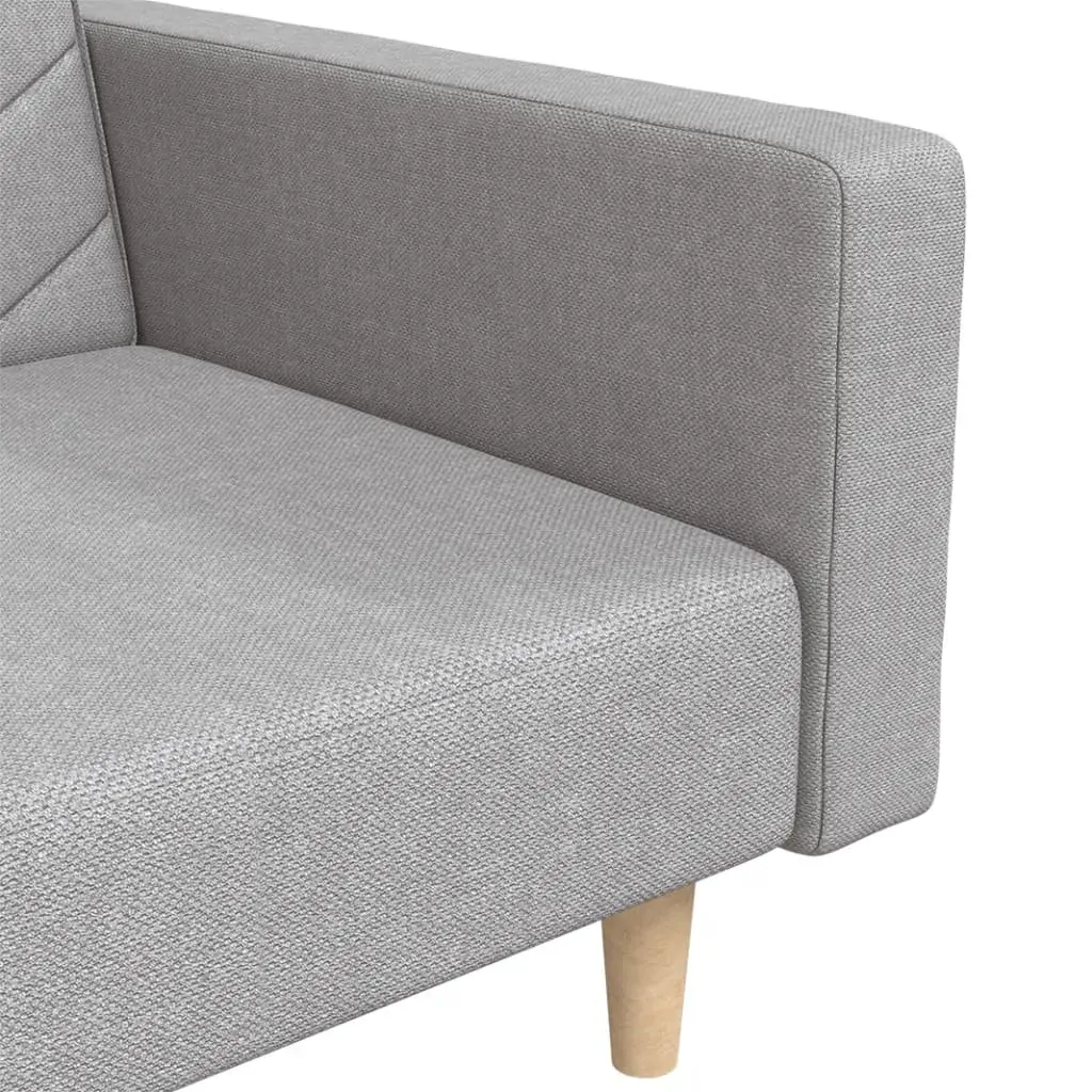 2-Seater Sofa Bed with Two Pillows Light Grey Fabric Price