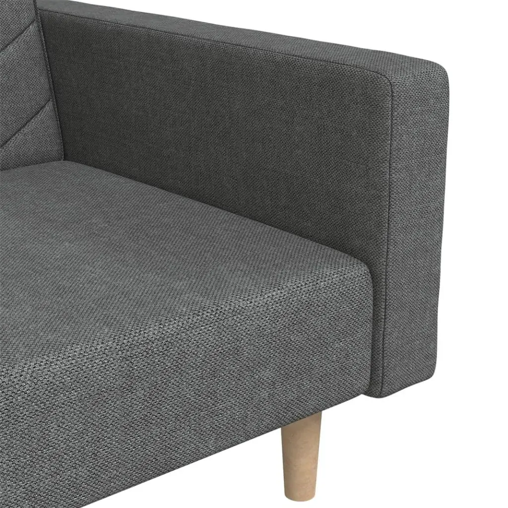 2-Seater Sofa Bed with Two Pillows Dark Grey Fabric Price