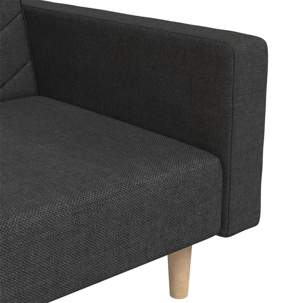 2-Seater Sofa Bed with Two Pillows Black Fabric Price