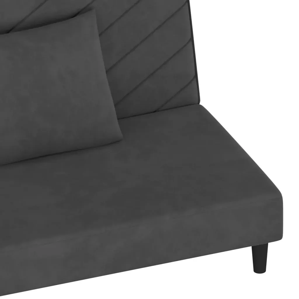 2-Seater Sofa Bed with Two Pillows Dark Grey Velvet Price