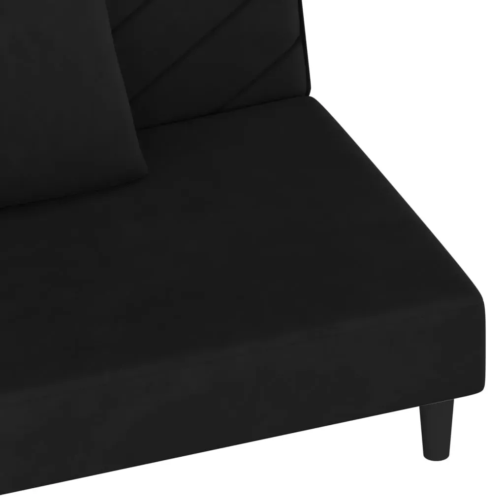 2-Seater Sofa Bed with Two Pillows Black Velvet Price
