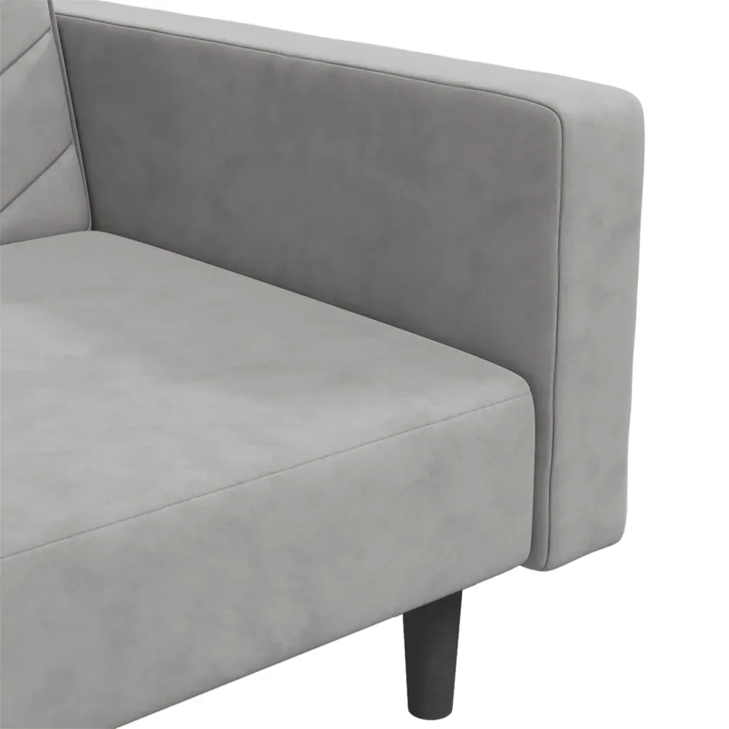 2-Seater Sofa Bed with Two Pillows Light Grey Velvet Price