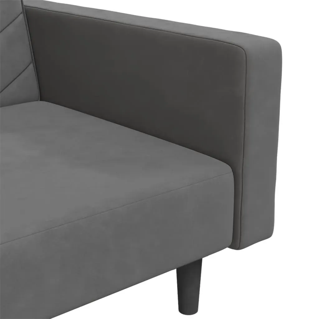 2-Seater Sofa Bed with Two Pillows Dark Grey Velvet Price