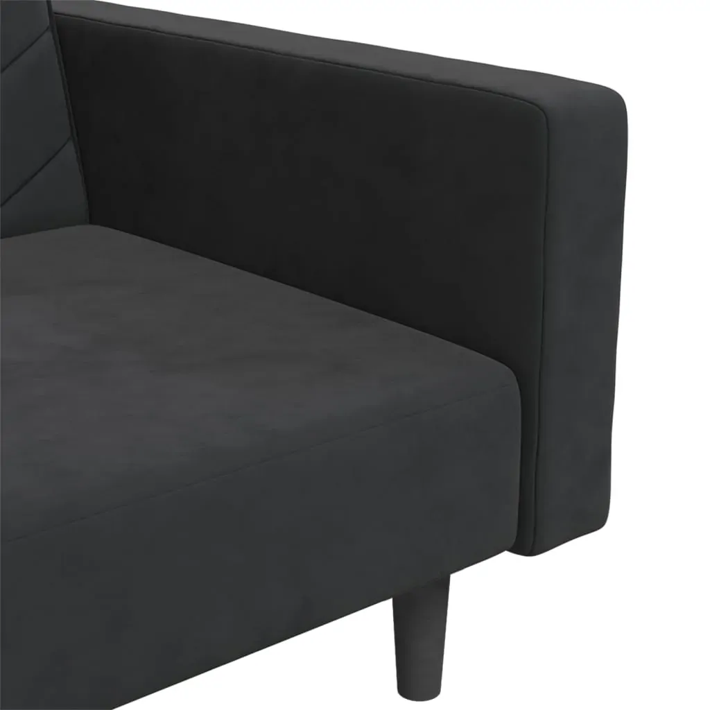 2-Seater Sofa Bed with Two Pillows Black Velvet Price
