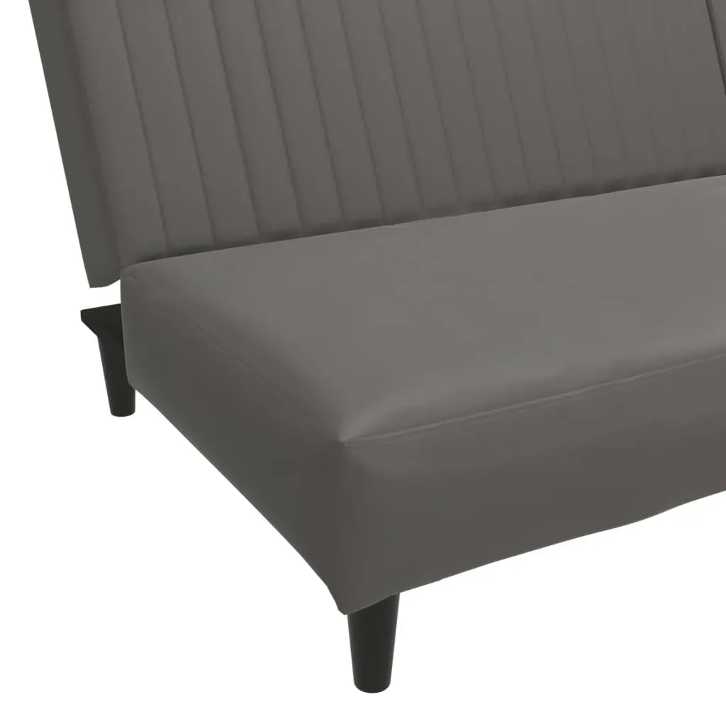 2-Seater Sofa Bed Grey Faux Leather Price