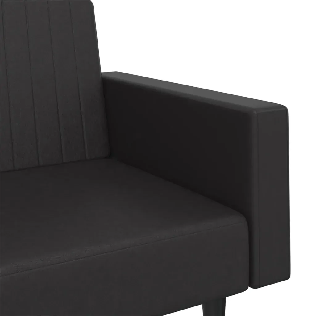 2-Seater Sofa Bed Black Faux Leather Price