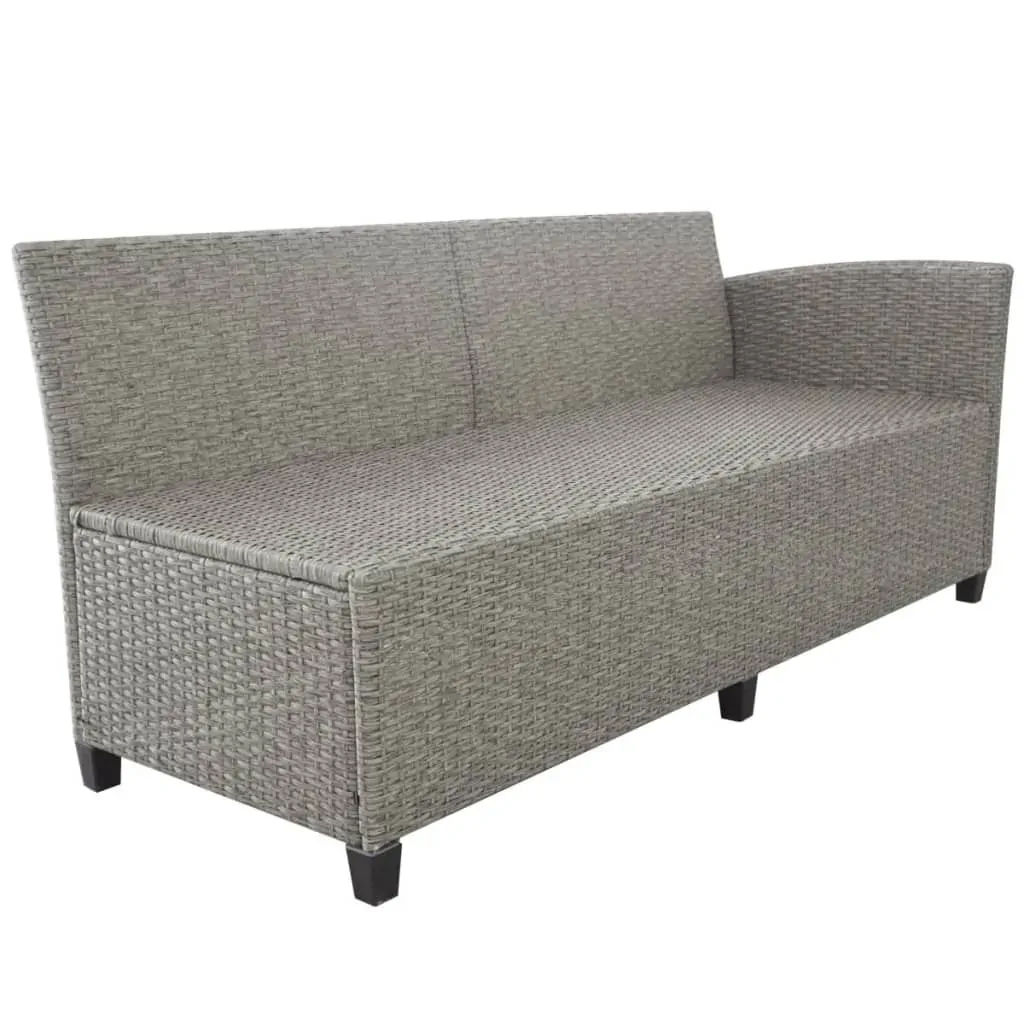 3 Piece Garden Lounge Set with Cushions Poly Rattan Grey Price