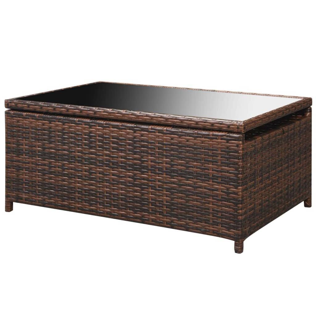 10 Piece Garden Lounge Set with Cushions Poly Rattan Brown Price
