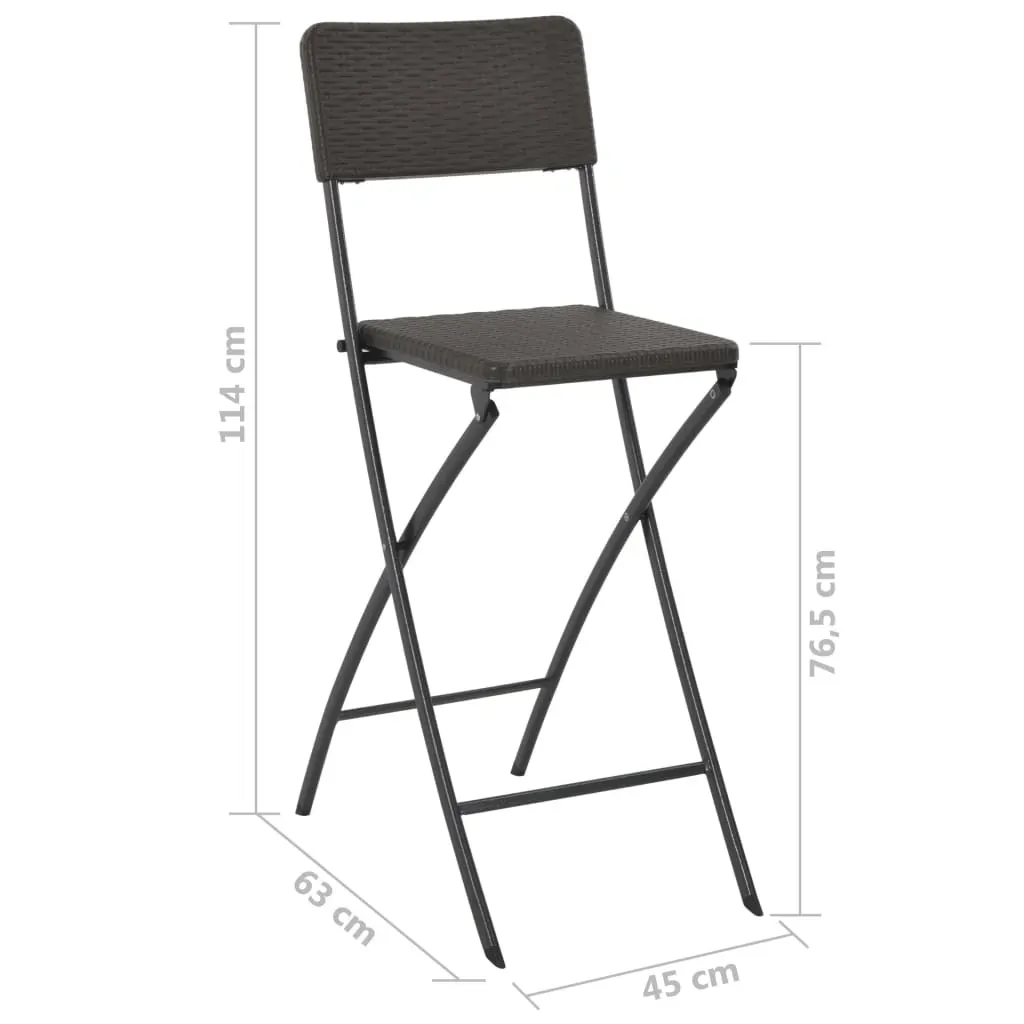 Folding Bar Chairs 2 pcs HDPE and Steel Brown Rattan Look Price