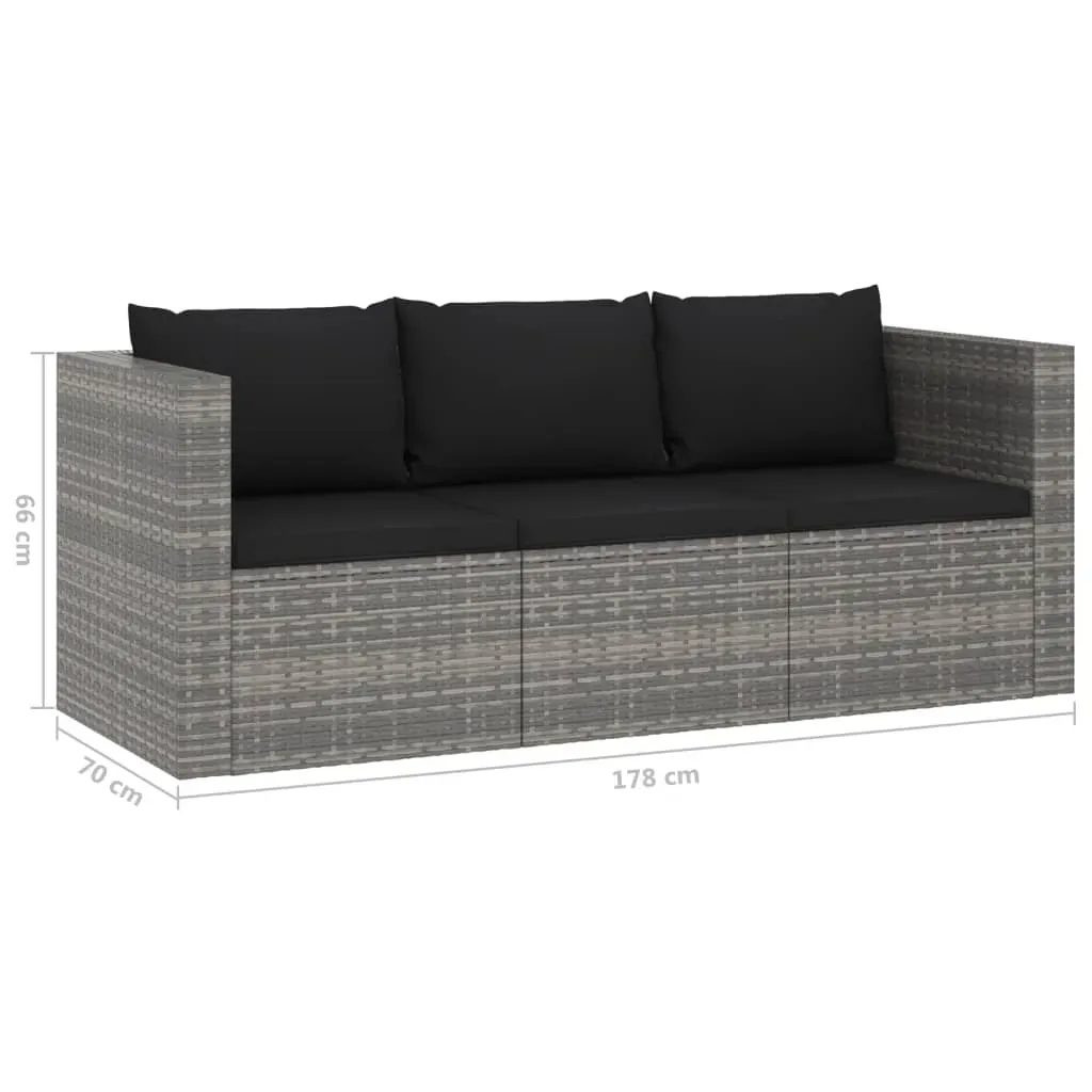 3 Piece Garden Lounge Set with Cushions Poly Rattan Grey Price