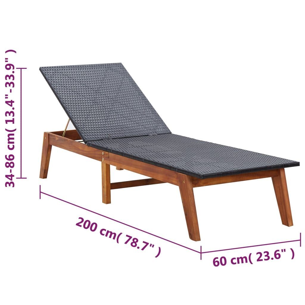 Sun Lounger with Table Poly Rattan and Solid Acacia Wood Price