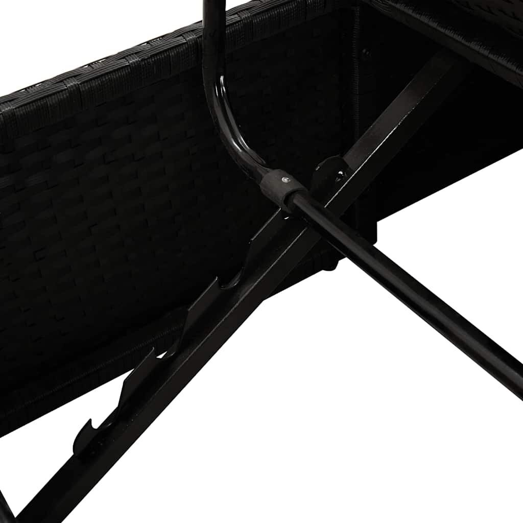 Sun Bed with Cushions Poly Rattan Black Price