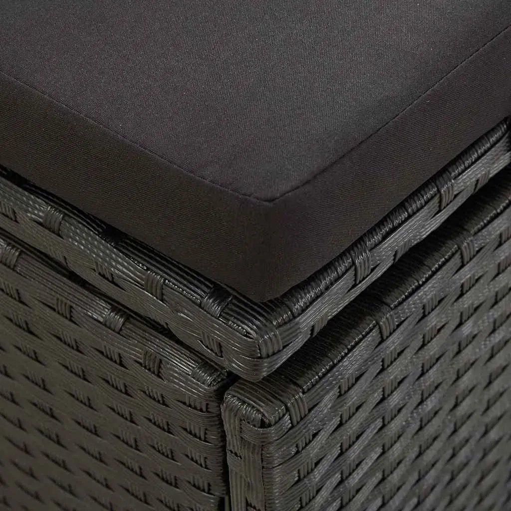 Sun Bed with Cushions Poly Rattan Black Price