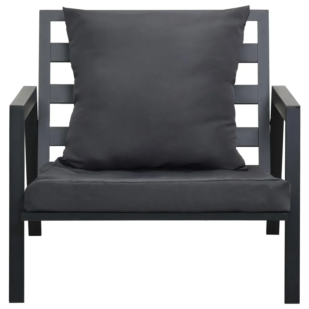 4 Piece Garden Lounge Set with Cushions Aluminium Dark Grey Price