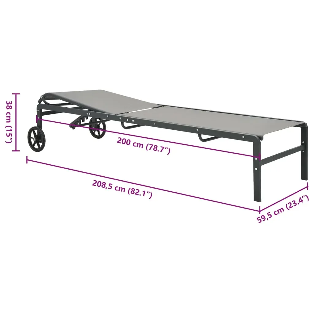 Sun Loungers 2 pcs with Table Textilene and Steel Price