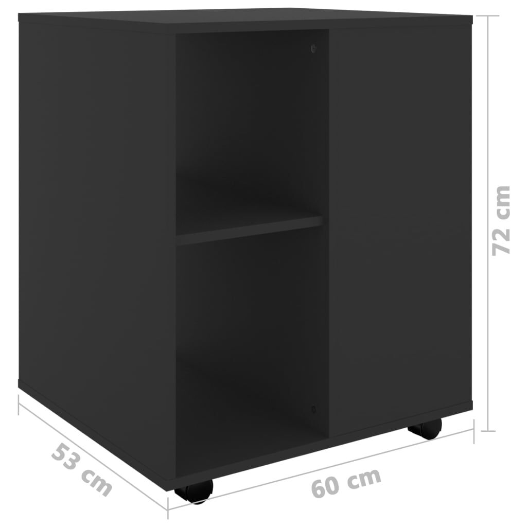 Rolling Cabinet Black 60x53x72 cm Engineered Wood Price