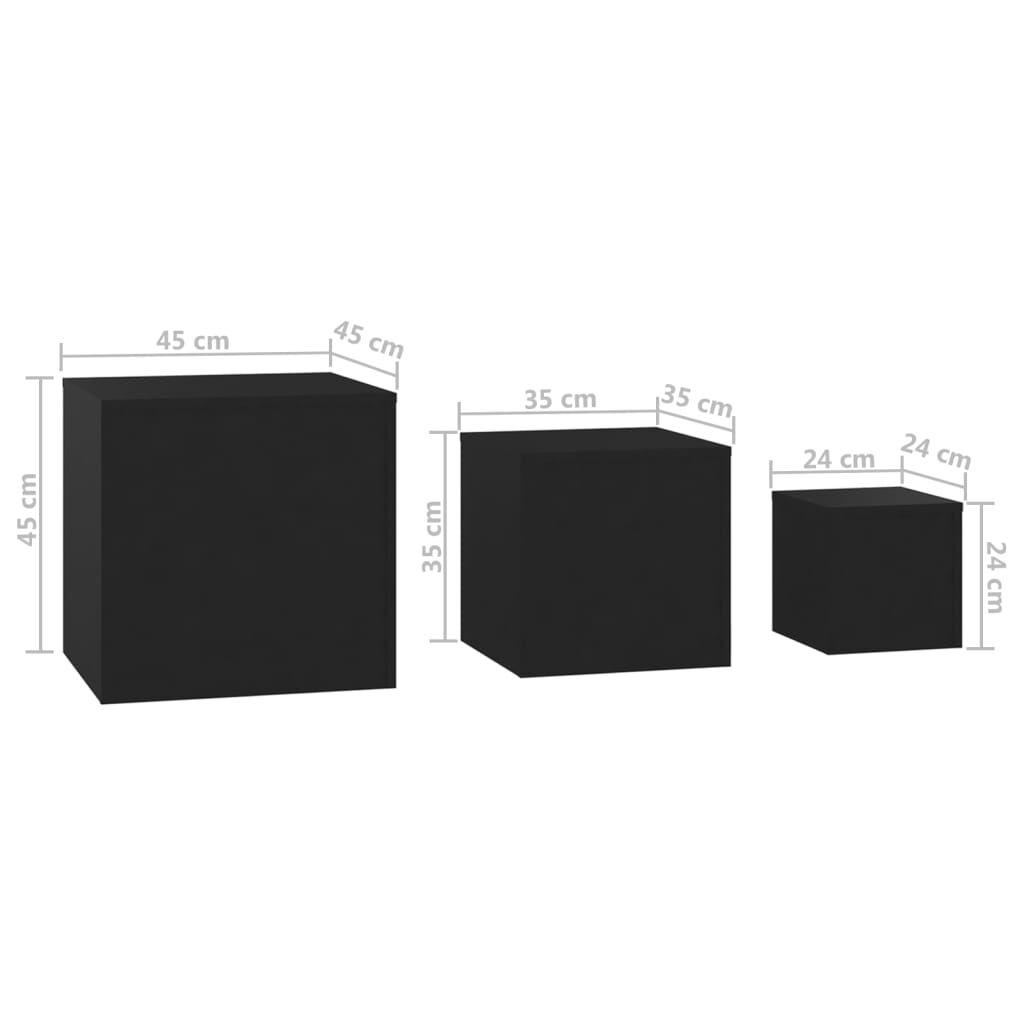 Side Tables 3 pcs Black Engineered Wood Price
