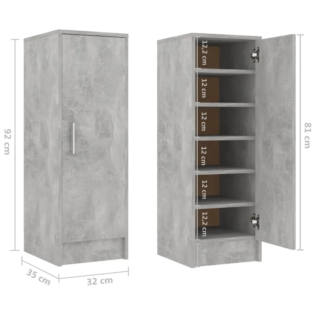 Shoe Cabinet Concrete Grey 32x35x92 cm Engineered Wood Price