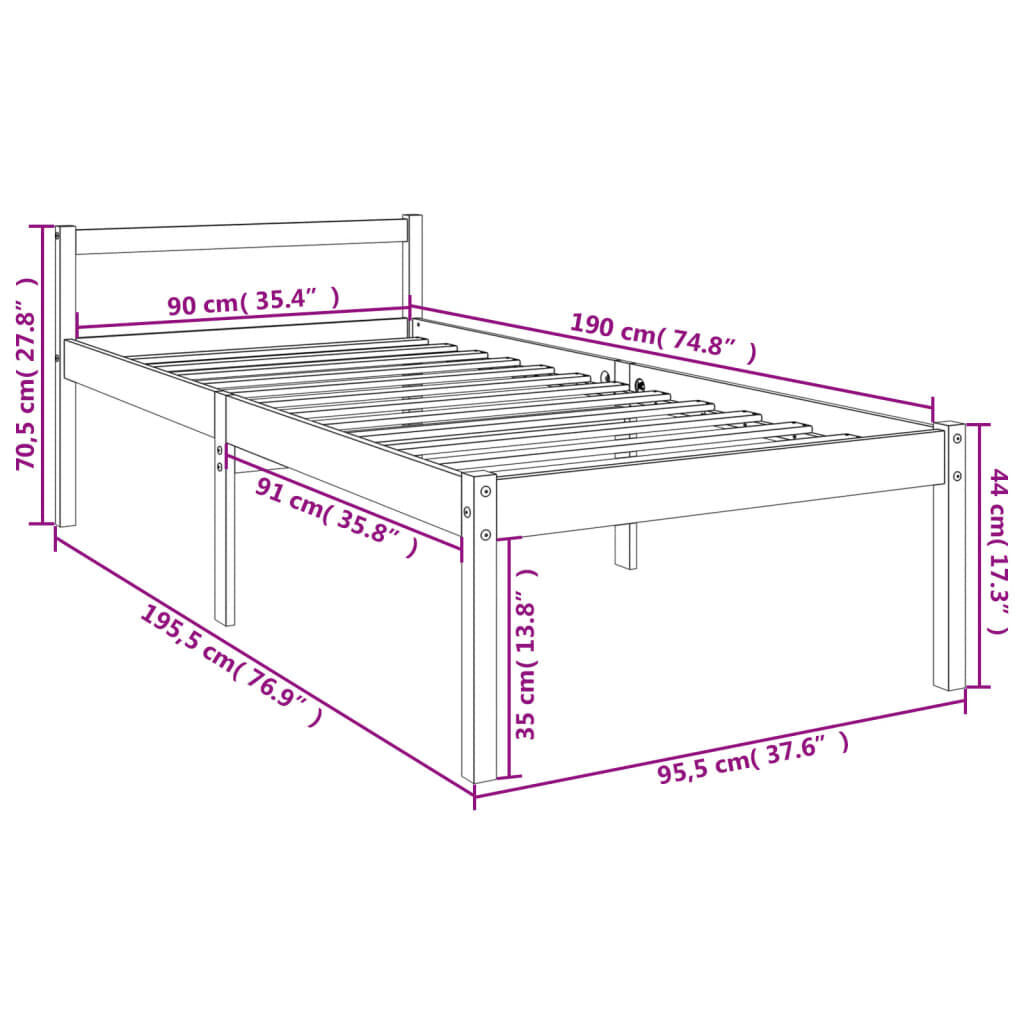 Senior Bed without Mattress 90x190 cm Price
