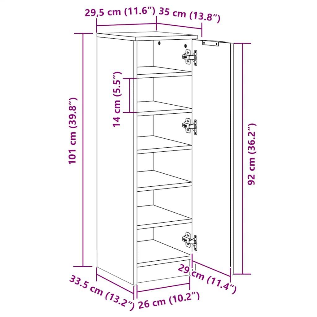 Shoe Cabinet Black 30x35x100 cm Engineered Wood Price