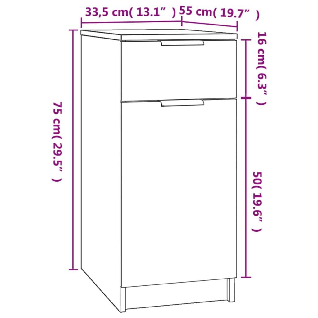 Desk Cabinet Black 33.5x50x75 cm Engineered Wood Price