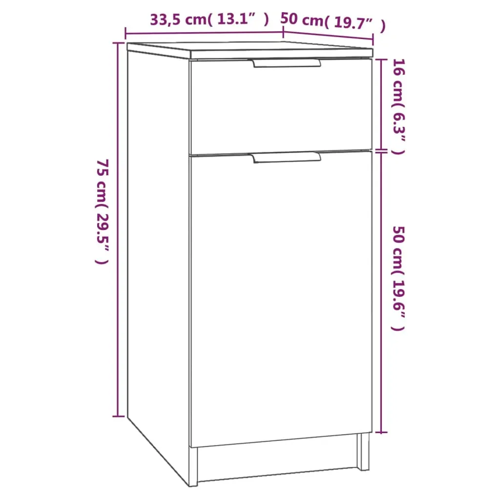 Desk Cabinet Sonoma Oak 33.5x50x75 cm Engineered Wood Price