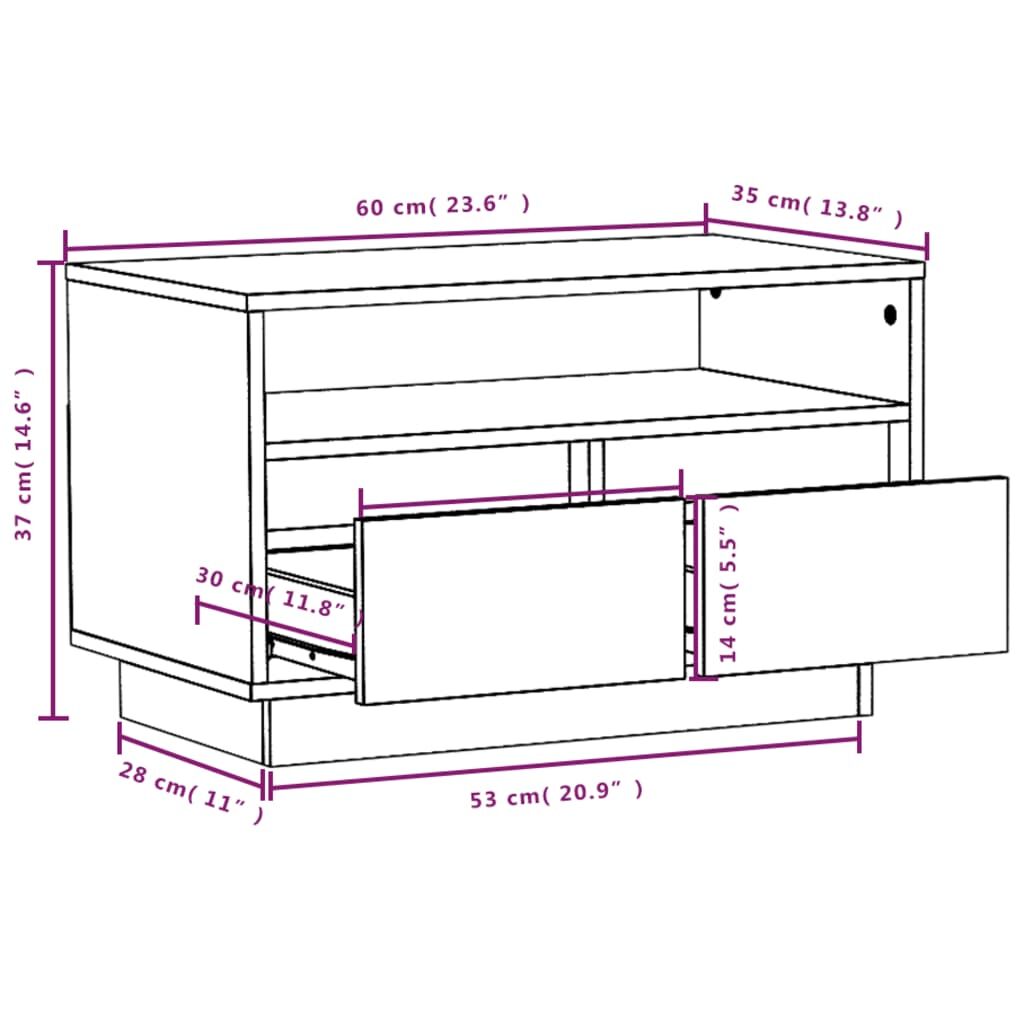 TV Cabinet 60x35x37 cm Solid Wood Pine Price