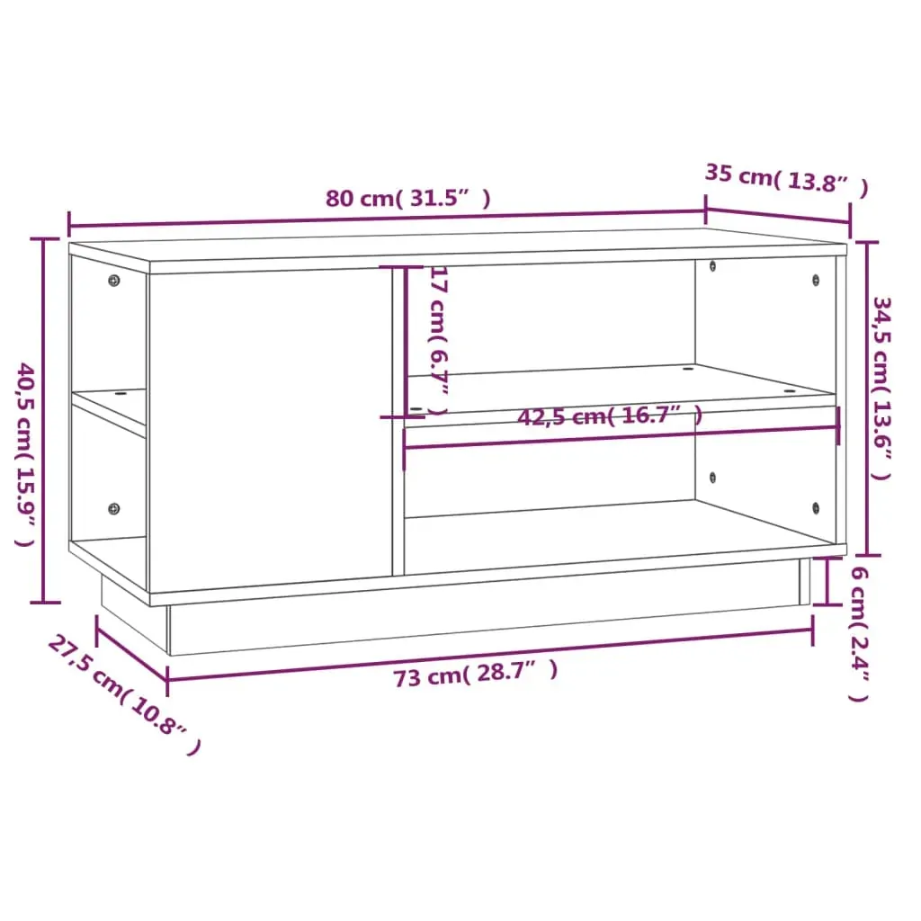 TV Cabinet 80x35x40.5 cm Solid Wood Pine Price