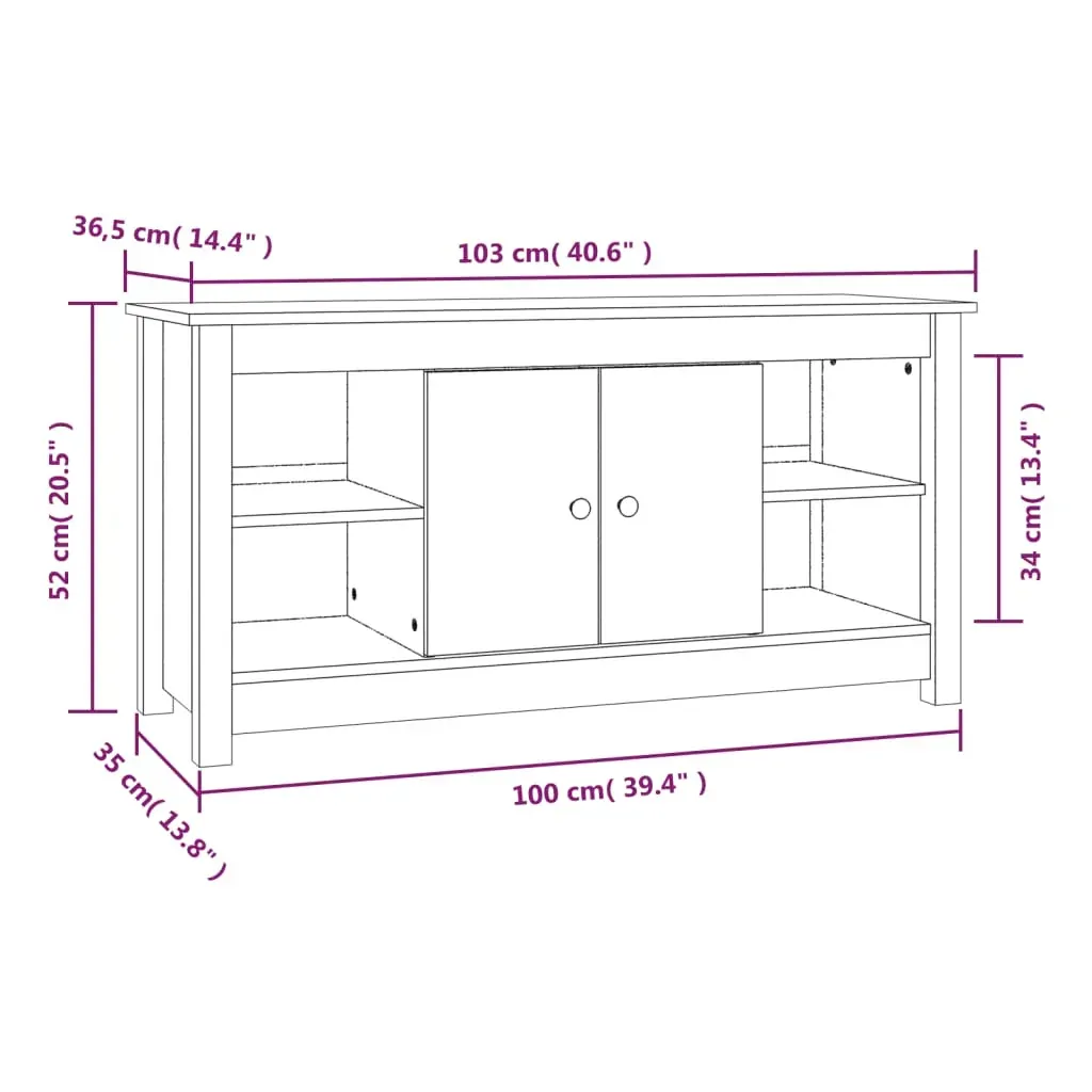 TV Cabinet 103x36.5x52 cm Solid Wood Pine Price