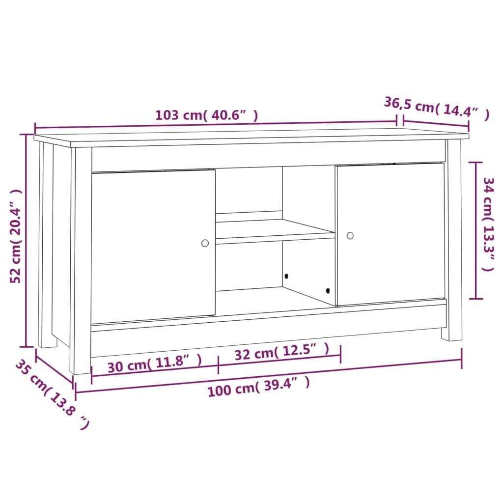 TV Cabinet 103x36.5x52 cm Solid Wood Pine Price