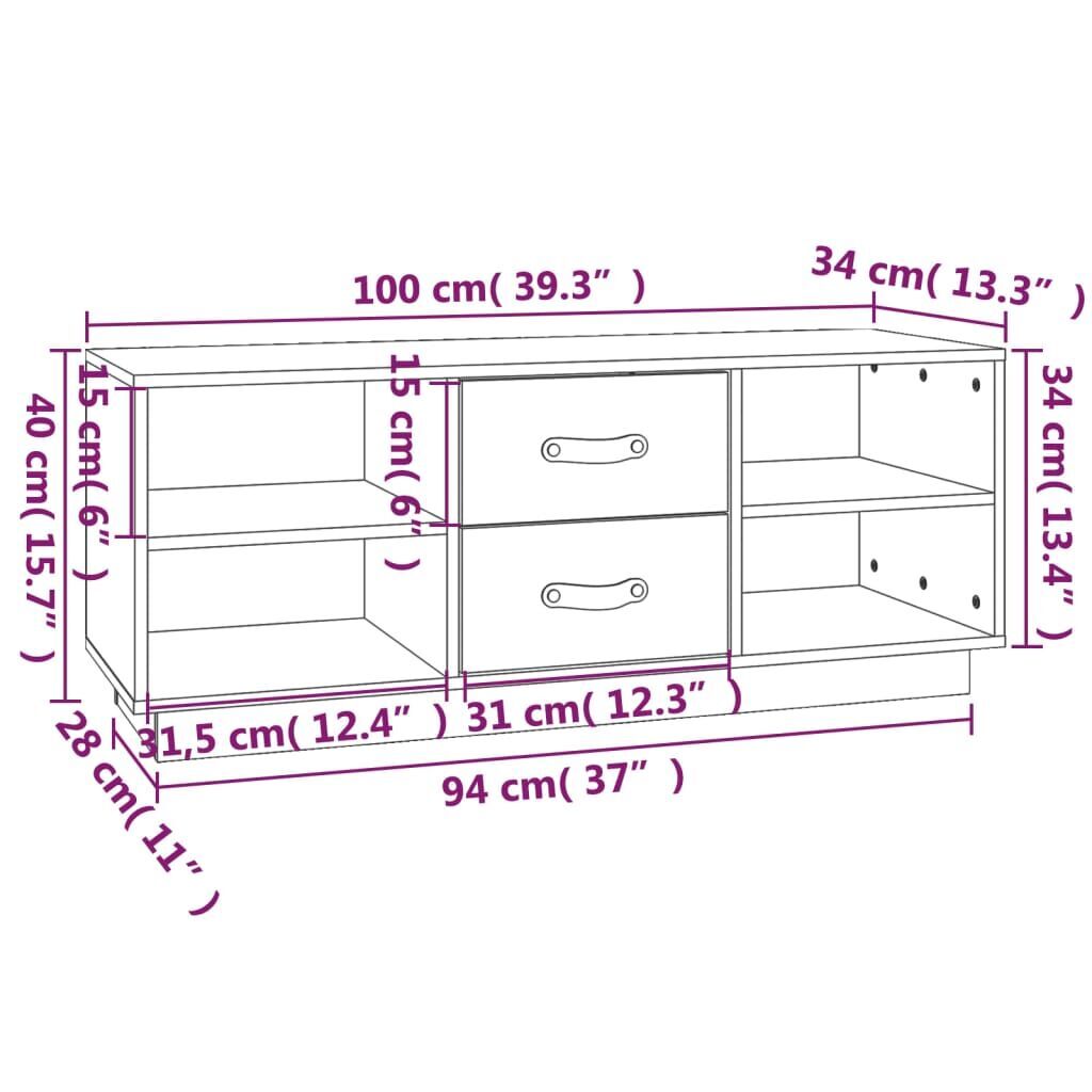 TV Cabinet 100x34x40 cm Solid Wood Pine Price