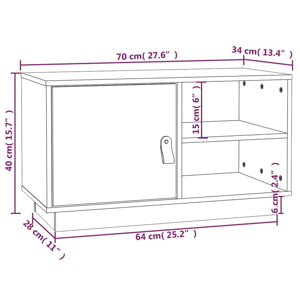 TV Cabinet 70x34x40 cm Solid Wood Pine Price